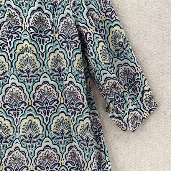 Chicos Shirt Womens 2 (LARGE) No-Iron 100% Linen Button-Up 3/4 Sleeve EUC - Picture 5 of 15